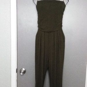 Heart & hips Ruched Bodice Olive Jumpsuit
